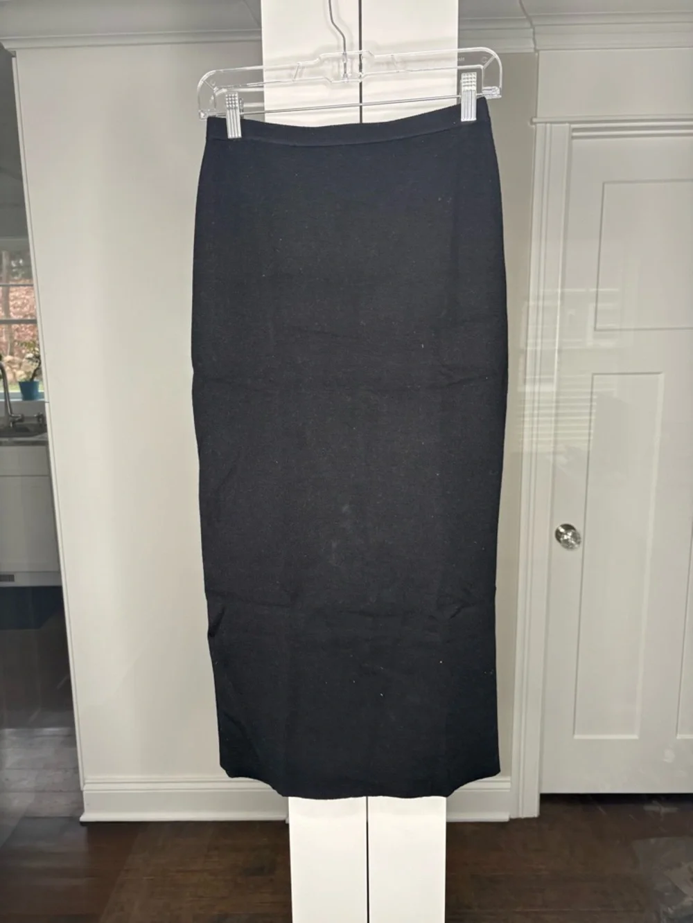 NWT J. Crew Sweater Midi Skirt Double-faced Merino Wool Blend Black Charcoal - Picture 2 of 6